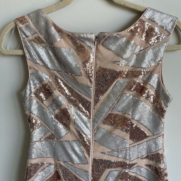 Vince Camuto 14 Sequins Cocktail Party Sheath Dress Silver Rose Gold Holiday - Picture 6 of 15